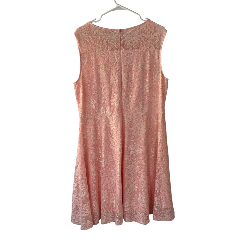 Belle Poque Pink Floral Lace Sleeveless Fit Flare Cocktail Dress XXL Womens - Picture 13 of 13